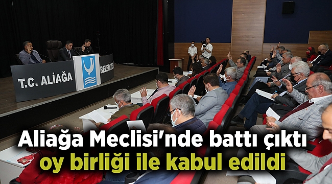 Aliağa Meclisi&#039;nde battı çıktı oy birliği ile kabul edildi