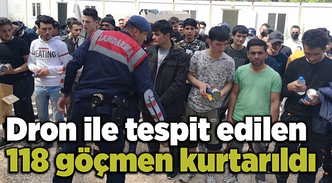 Dron ile tespit edilen 118 göçmen kurtarıldı