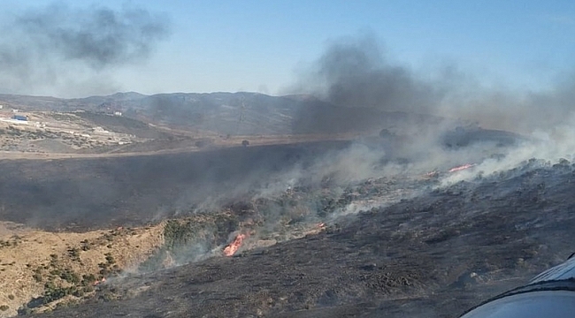 Aliağa'da otluk alanda çıkan yangın kontrol altında