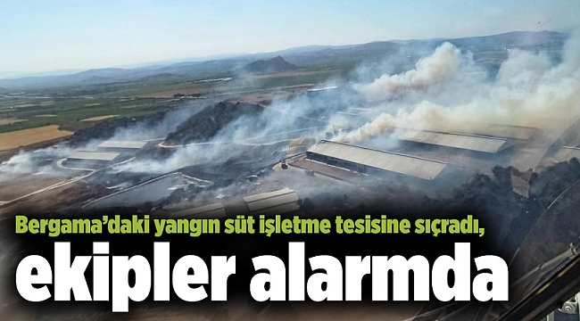 Bergama’daki yangın süt işletme tesisine sıçradı, ekipler alarmda