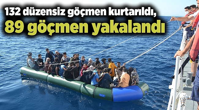 İzmir açıklarında 132 düzensiz göçmen kurtarıldı, 89 göçmen yakalandı