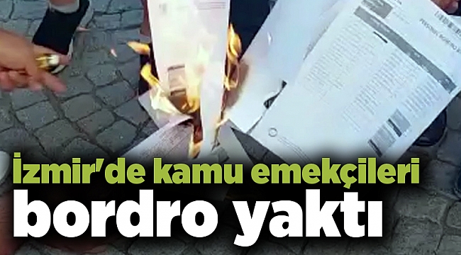 İzmir'de kamu emekçileri bordro yaktı