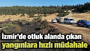 İzmir’de otluk alanda çıkan yangınlara hızlı müdahale