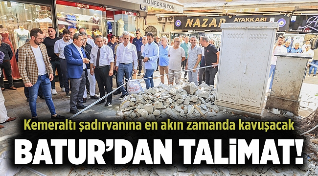 Başkan Batur yıkılan şadırvanın aynı şekilde yapılması için talimat verdi