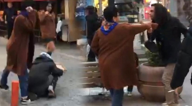 Bir kadın çantasıyla herkese saldırdı!