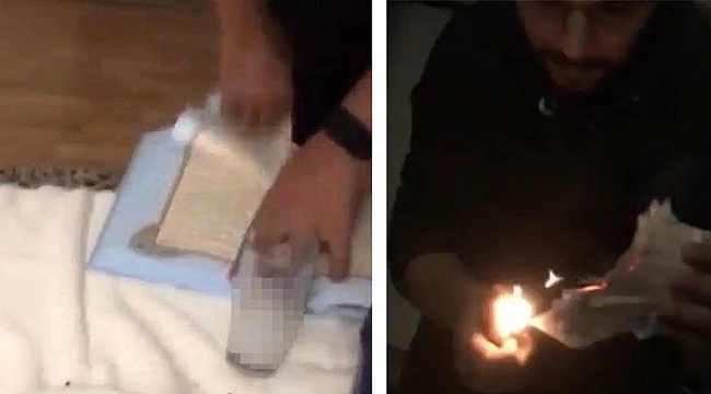 İçki masasında Kur'an-ı Kerim'i yırtıp yakan zanlılar gözaltına alındı