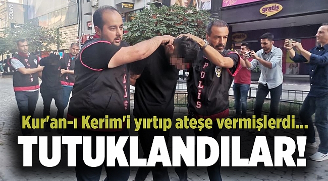 Kur&#039;an-ı Kerim&#039;i yırtıp ateşe veren iki şüpheli tutuklandı