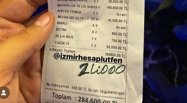 İzmir'deki gece kulübünde müşteriye gelen hesap olay oldu