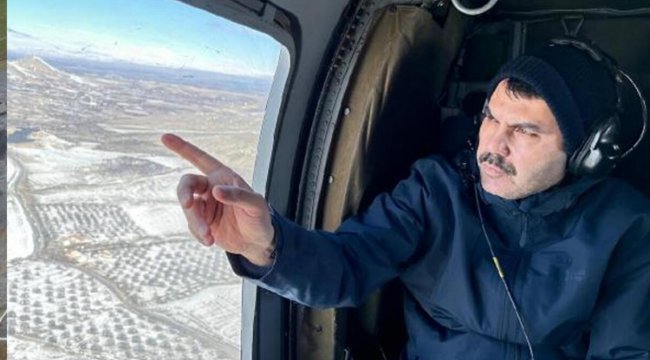 Bakan Kurum Malatya'yı helikopterle inceledi