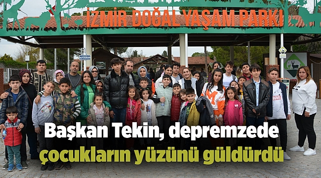 Başkan Tekin, depremzede çocukların yüzünü güldürdü