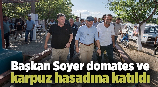 Başkan Soyer domates ve karpuz hasadına katıldı