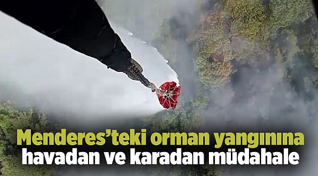 Menderes’teki orman yangınına havadan ve karadan müdahale