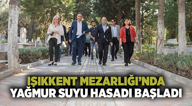 Işıkkent Mezarlığı&#039;nda yağmur suyu hasadı başladı