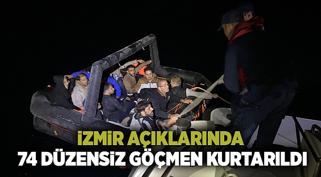 İzmir açıklarında 74 düzensiz göçmen kurtarıldı, 69 göçmen yakalandı