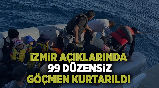 İzmir açıklarında 99 düzensiz göçmen kurtarıldı, 75 göçmen yakalandı