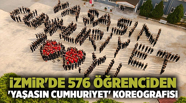 İzmir&#039;de 576 öğrenciden &#039;Yaşasın Cumhuriyet&#039; koreografisi