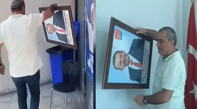 Tanju Özcan’ın partideki fotoğrafını çöpe attılar