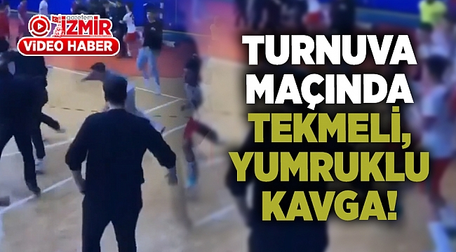 Buca&#039;da turnuva maçında tekmeli yumruklu kavga!