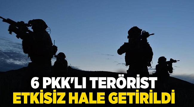 Irak ve Suriye'nin kuzeyinde 6 PKK'lı terörist etkisiz hale getirildi