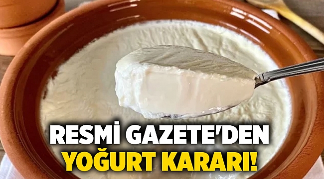 Resmi Gazete&#039;den yoğurt kararı!