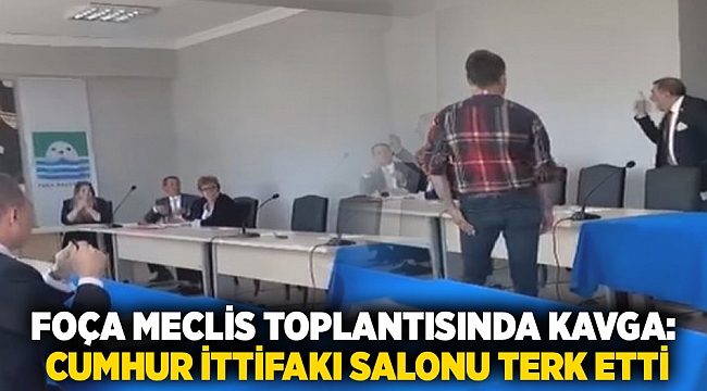 Foça meclis toplantısında kavga:  Cumhur ittifakı salonu terk etti