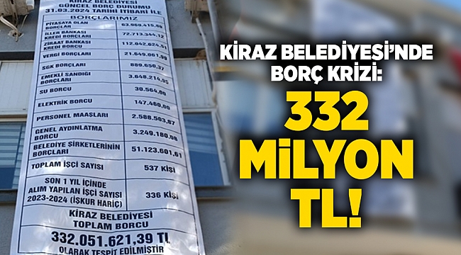 Kiraz Belediyesi'nde borç krizi: 332 milyon TL borç!