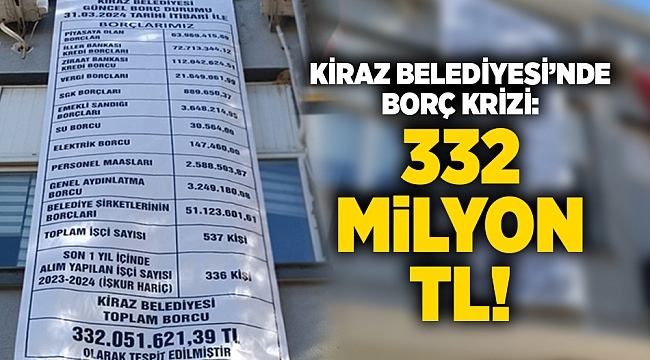 Kiraz Belediyesi'nde borç krizi: 332 milyon TL borç!