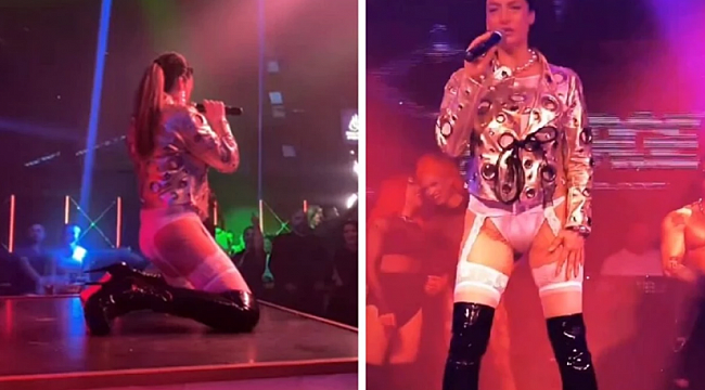 &quot;Metroya askılıyla binmesinler&quot; diyen Tuğba Ekinci, sahneye jartiyerle çıktı