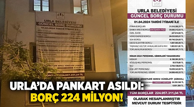 Urla'da pankart asıldı! Toplam borç 224 milyon