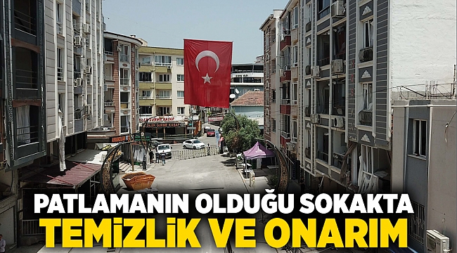 Patlamanın olduğu sokakta temizlik ve onarım