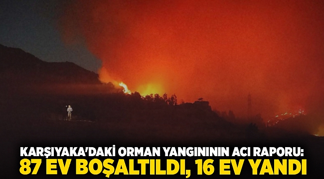 Karşıyaka&#039;daki orman yangını; 87 ev boşaltıldı, 16 ev yandı