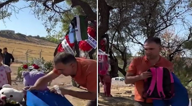 Narin&#039;in mezarındaki gelinlikleri topladı, okul önlüğü ve çanta bıraktı