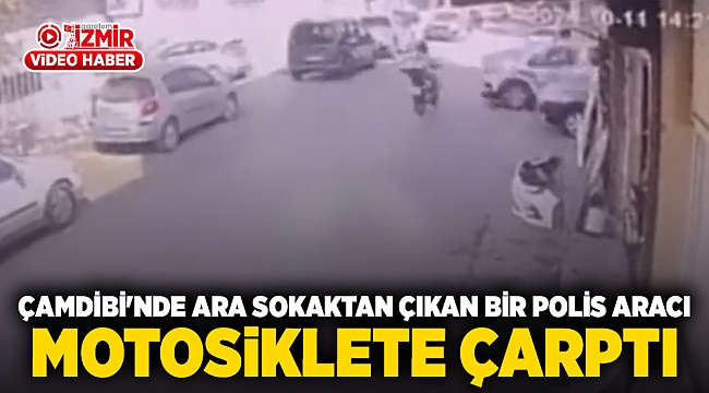 Çamdibi&#039;nde ara sokaktan çıkan polis aracı hızla gelen motosiklete çarptı.