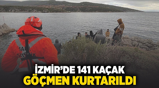 İzmir&#039;de 141 kaçak göçmen kurtarıldı