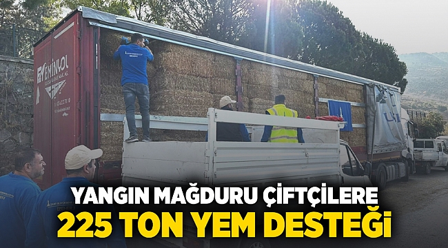 Yangın mağduru çiftçilere 225 ton yem desteği