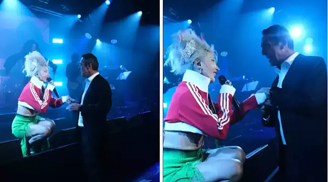 Ali Koç sahneye çıktı, Hande Yener&#039;le şarkı söyledi