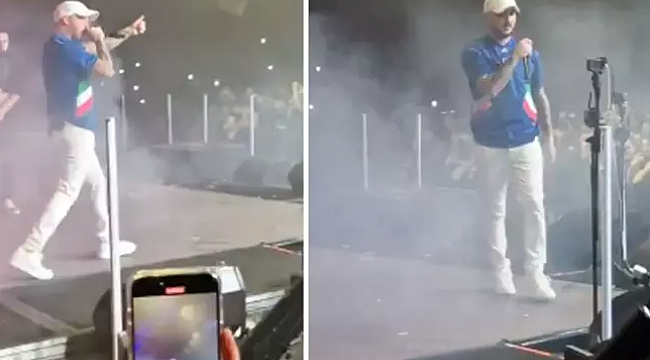 Ünlü rapçi sahneye &quot;Ali Koç istifa&quot; diye girdi