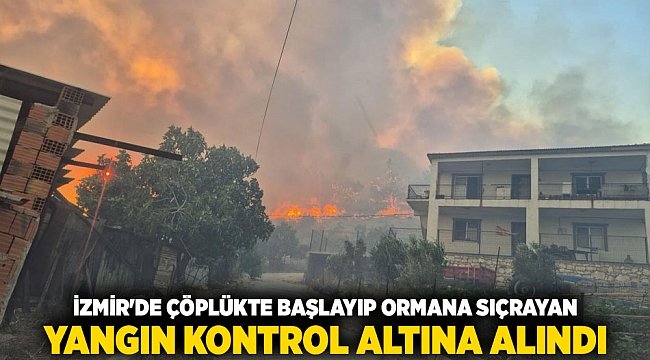 İzmir&#039;de çöplükte başlayıp ormana sıçrayan yangın kontrol altına alındı