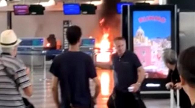 İtalya'nın Malpensa Havalimanı'nda bir yolcu yangın çıkardı