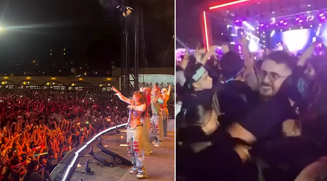 Manifest konserinde istenmeyen görüntü! Tokat anı kamerada