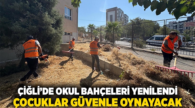 Çiğli’de okul bahçeleri yenilendi, çocuklar güvenle oynayacak