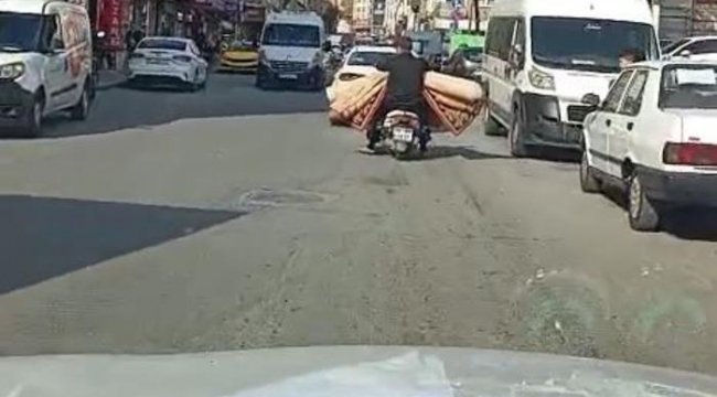 Motosikletle tehlikeli taşımacılık!
