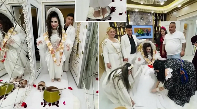 Yok böyle görgüsüzlük! Gelininin ayağını önce bala sonra kaymağa bastırdı