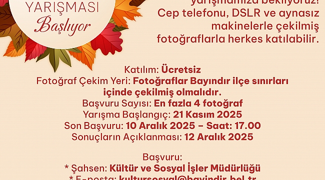 Bayındır’da Sonbahar Temalı Fotoğraf Yarışması Başladı