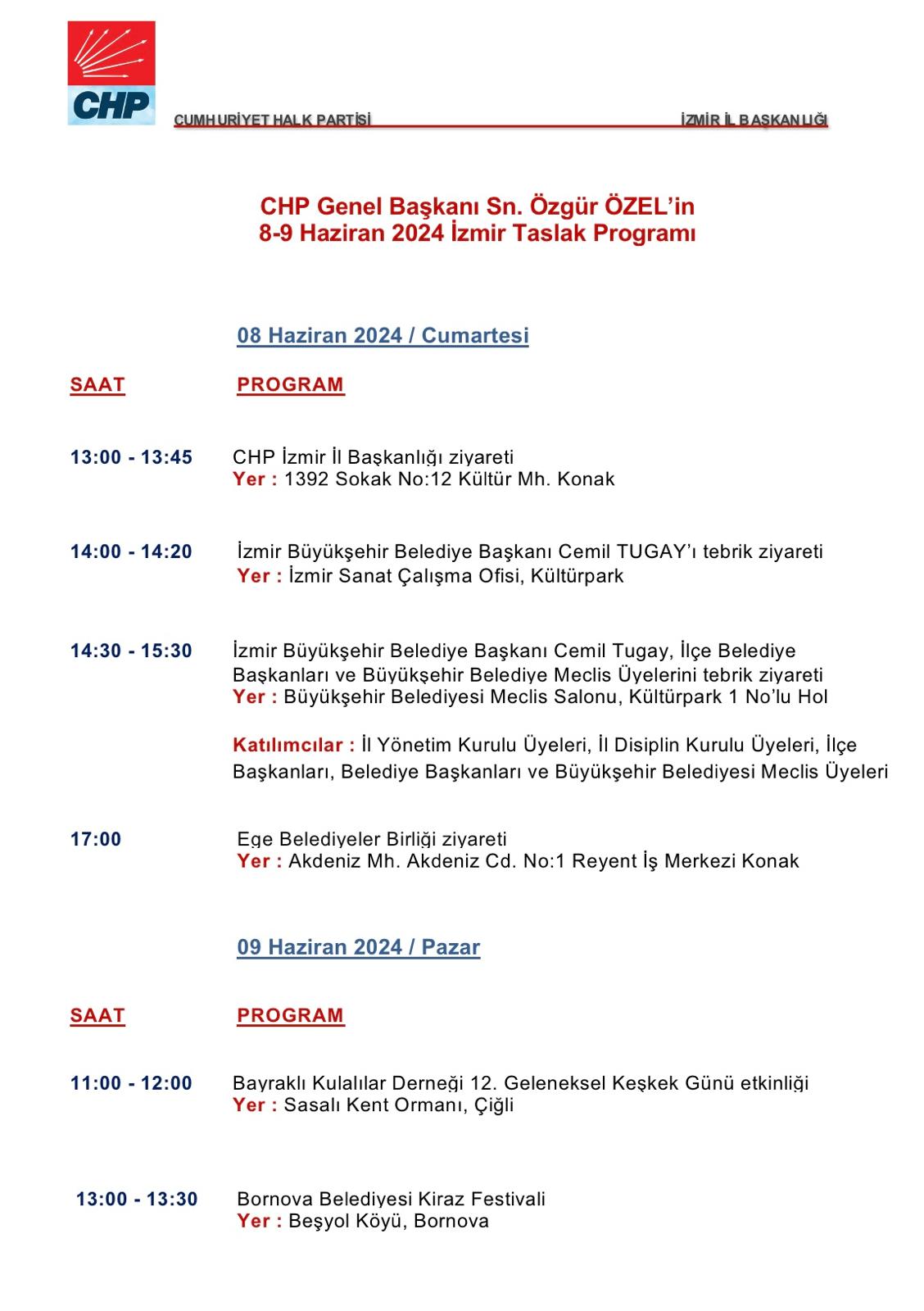 CHP lideri Özel iki gün İzmir'de: İşte program