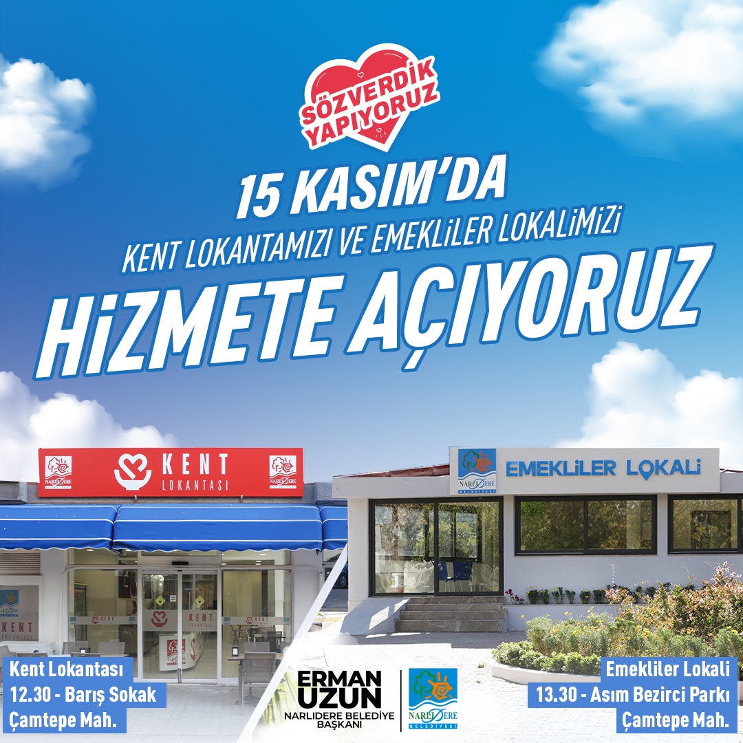 BAŞKAN UZUN VAATLERİNİ BİR BİR HAYATA GEÇİRİYOR: NARLIDERE’DE 15 KASIM’DA ÇİFTE AÇILIŞ