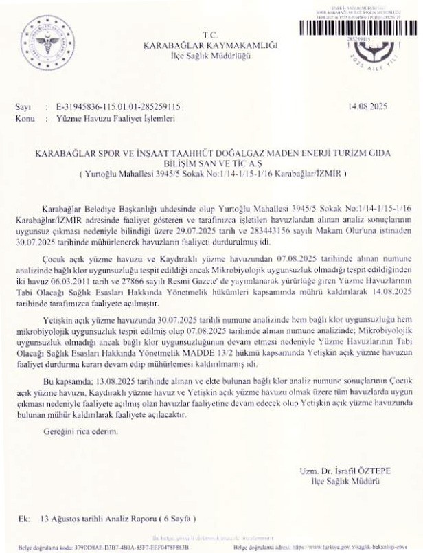 Karabağlar Belediyesi’nden Aqua Yaşam Havuzları İddialarına Yanıt