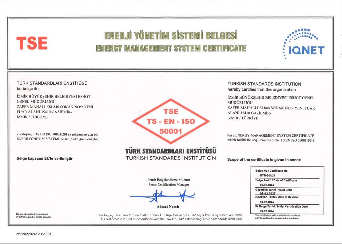 ESHOT’a kalite tescili