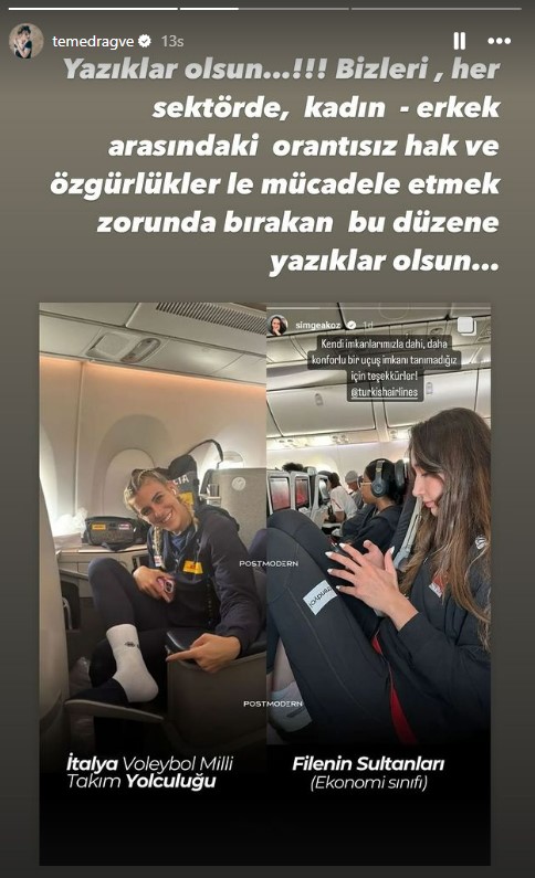 Ünlü isimler, Filenin Sultanları'nın ekonomi sınıfında uçmasına tepki gösterdi