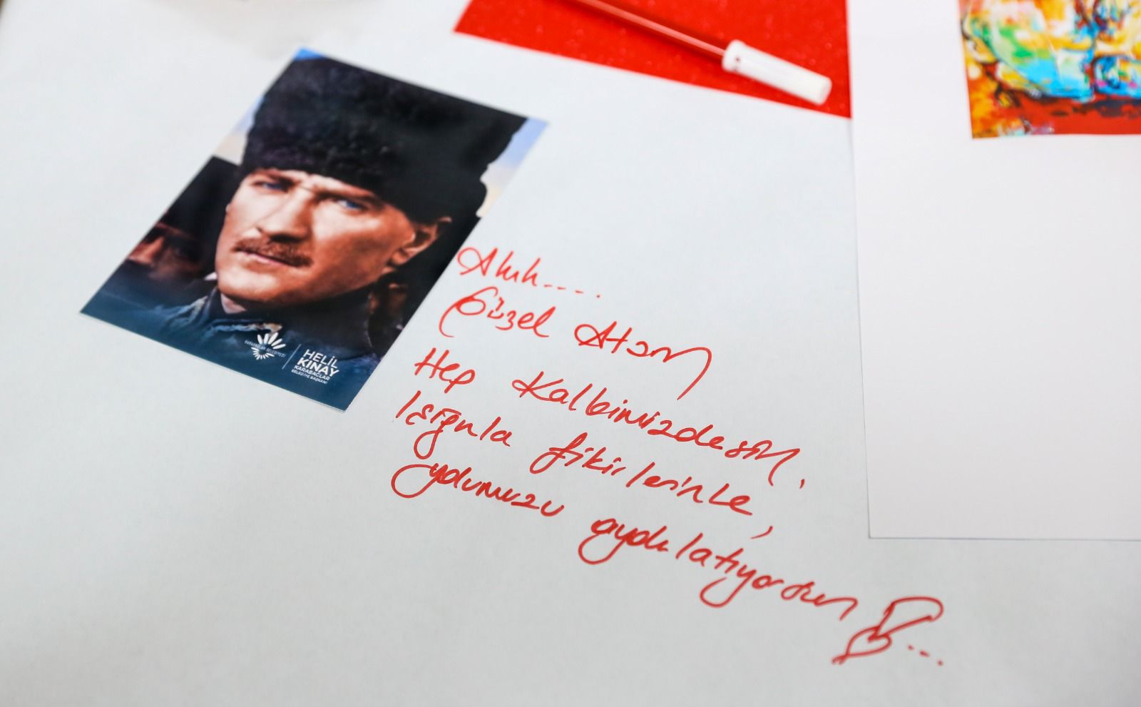 Karabağlar'da özel çocuklardan Atatürk'e sevgi resimleri